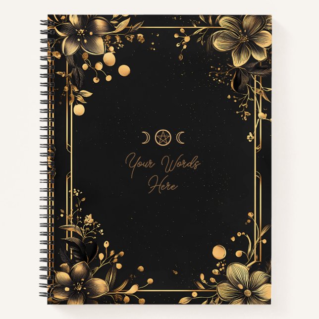 Cuaderno Create Your Own Golden Frangipani Floral Black (Anverso)
