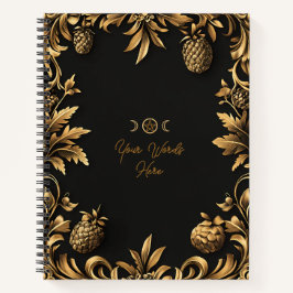 Cuaderno Create Your Own Golden Pinecones Black