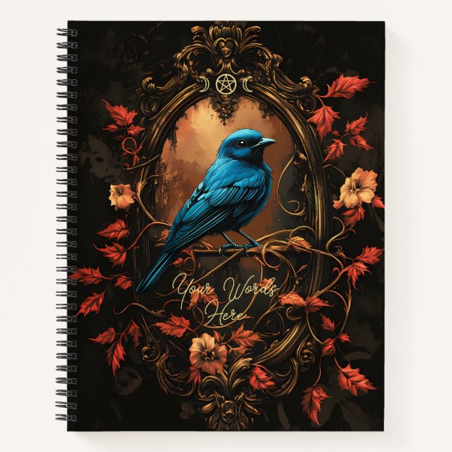 Cuaderno Create Your Own Gothic Blue Songbird in Autumn (Anverso)