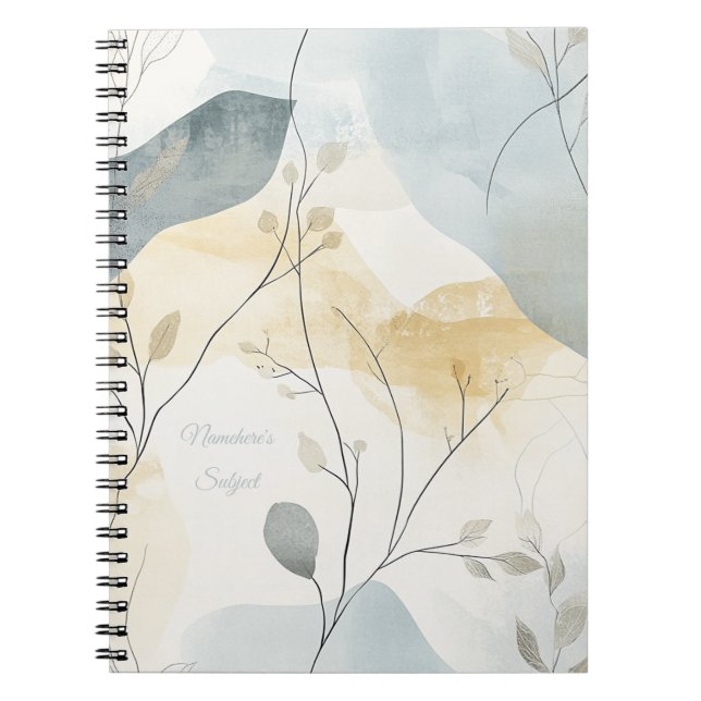 Cuaderno Create Your Own Misty Gray Gold Floral Minimalist (Frente)