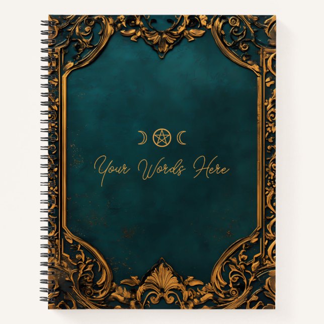 Cuaderno Create Your Own Ornate Teal & Tarnished Gold (Anverso)