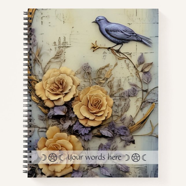 Cuaderno Create Your Own Purple Bird Rose Garden Wall (Anverso)