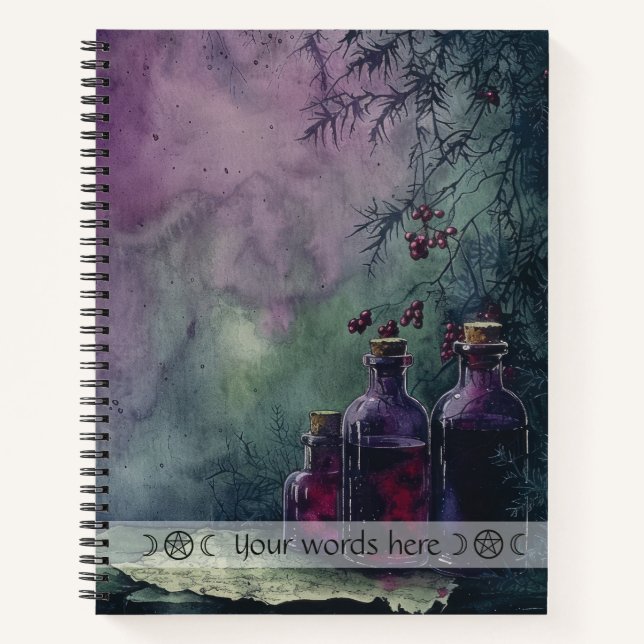 Cuaderno Create Your Own Purple Elixir Bottles Apothecary (Anverso)