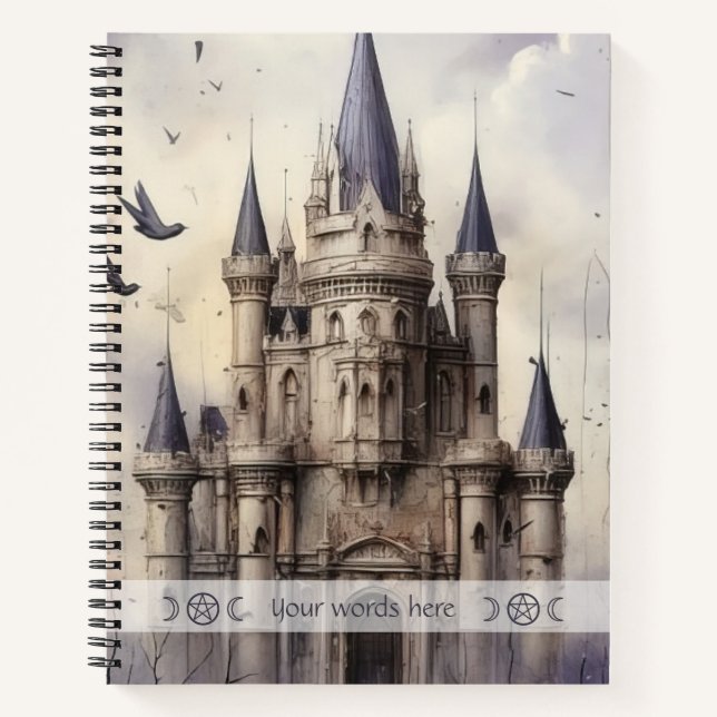 Cuaderno Create Your Own Purple Gothic Castle Ravens (Anverso)