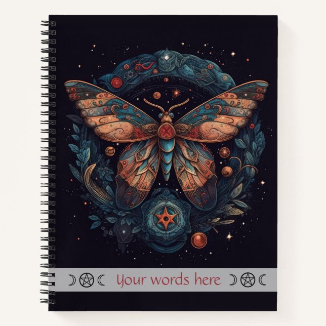 Cuaderno Create Your Own Red Blue Orange Fantasy Moth (Anverso)