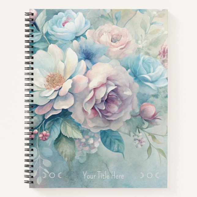 Cuaderno Create Your Own Shabby Chic Blue Pink White Roses (Anverso)