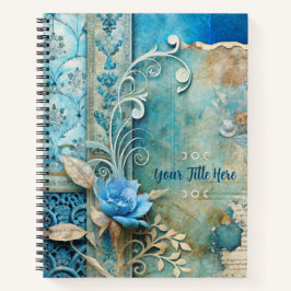 Cuaderno Create Your Own Shabby Chic Blue Rose Butterfy
