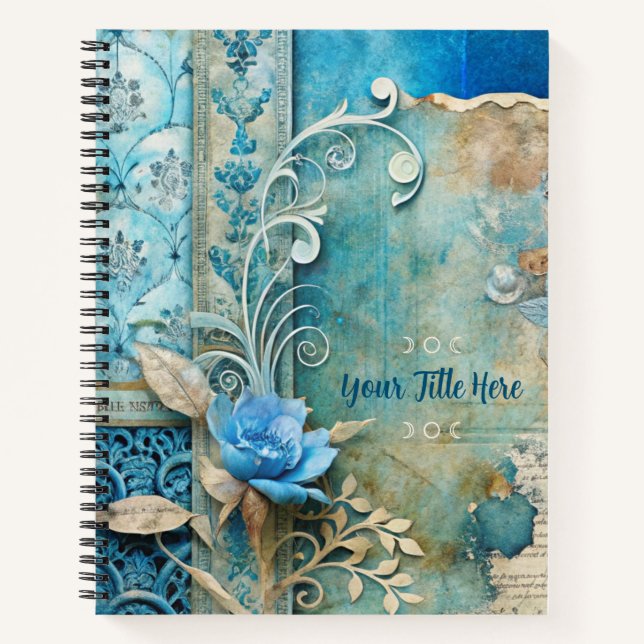 Cuaderno Create Your Own Shabby Chic Blue Rose Butterfy (Anverso)