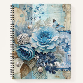 Cuaderno Create Your Own Shabby Chic Blue Roses Floral