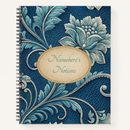 Cuaderno Create Your Own Teal Blue  Embossed Vintage Floral