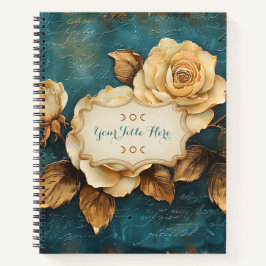 Cuaderno Create Your Own Teal & Gold Roses Love Letter
