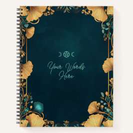 Cuaderno Create Your Own Teal Golden Gingko Leaves