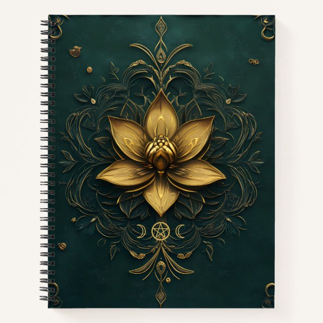 Cuaderno Create Your Own Teal Golden Lotus Notebook (Anverso)