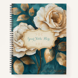 Cuaderno Create Your Own Teal & Golden Peach Roses Floral