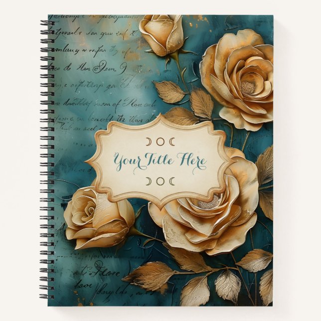 Cuaderno Create Your Own Teal & Golden Yellow Rose Bouquet (Anverso)