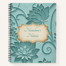 Cuaderno Create Your Own Teal Green Lotus Vintage Floral