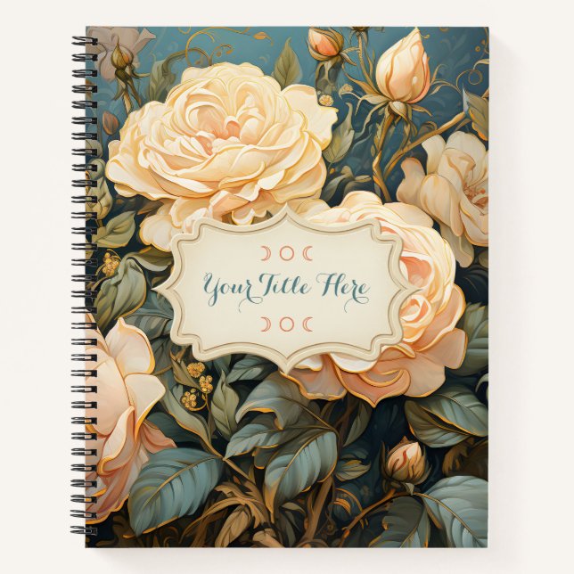 Cuaderno Create Your Own Teal Peach & Yellow Roses Bouquet (Anverso)