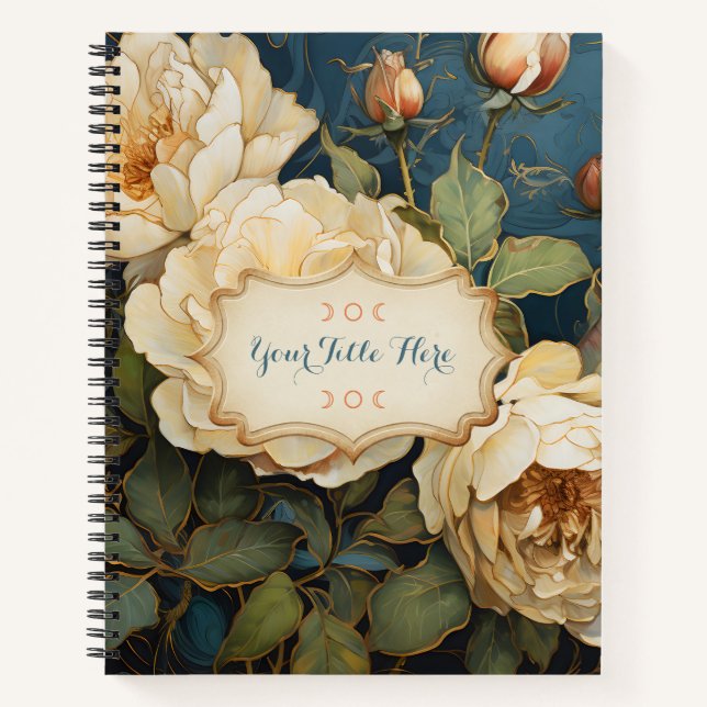 Cuaderno Create Your Own Teal Peach & Yellow Roses Floral (Anverso)