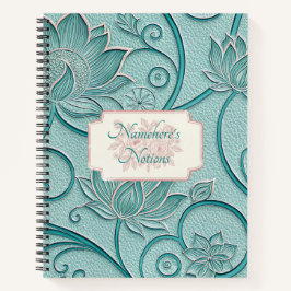 Cuaderno Create Your Own Teal Silver Lotus Vintage Floral