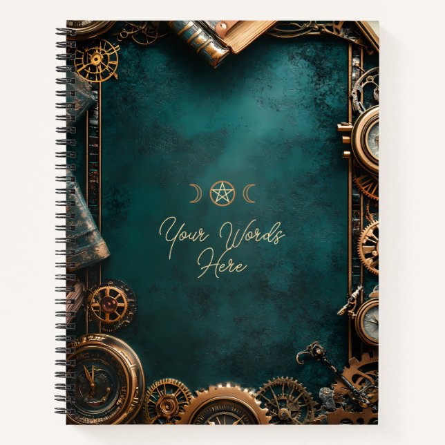 Cuaderno Create Your Own Teal Steampunk Journals (Anverso)