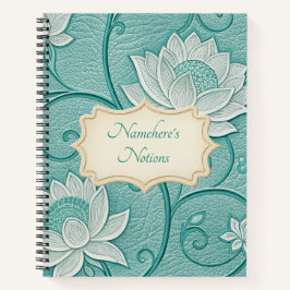 Cuaderno Create Your Own Teal White Lotus Vintage Floral