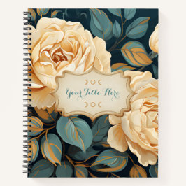 Cuaderno Create Your Own Teal & Yellow Roses Spray Floral