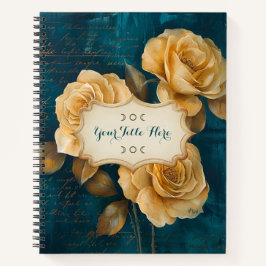Cuaderno Create Your Own Turquoise Golden Yellow Rose Spray