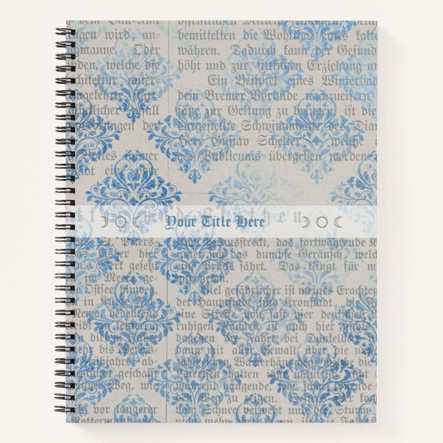 Cuaderno Create Your Own Vintage Blue Damask Newsprint (Anverso)