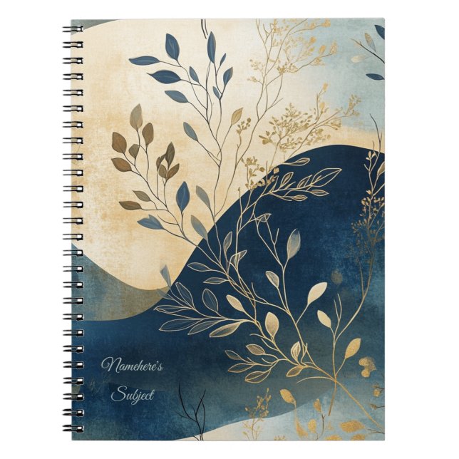 Cuaderno Create Your Own Wavy Blue Floral Minimalist (Frente)