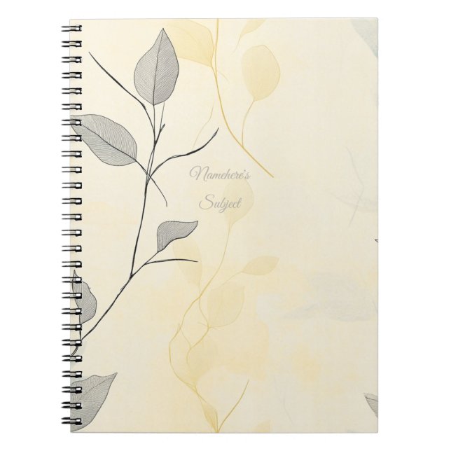 Cuaderno Create Your Own Yellow & Gray Floral Minimalist (Frente)
