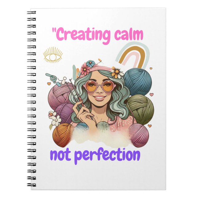 Cuaderno Creating calm, not perfection - Retro knitting gir (Frente)