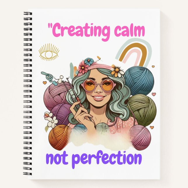 Cuaderno Creating calm, not perfection - Retro knitting gir (Anverso)