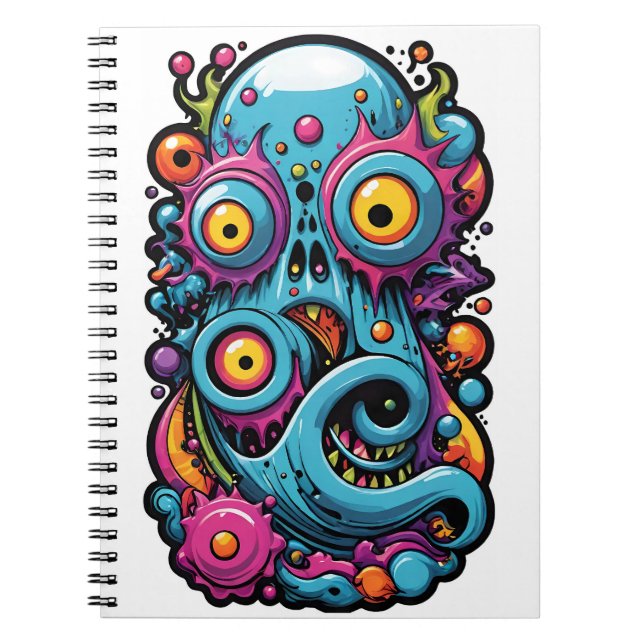 Cuaderno Creatura de la laguna del grupo de diseño Memphis (Frente)