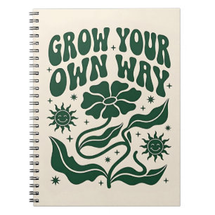 Cuaderno Crece a Tu Manera   Retro Motivacional Verde