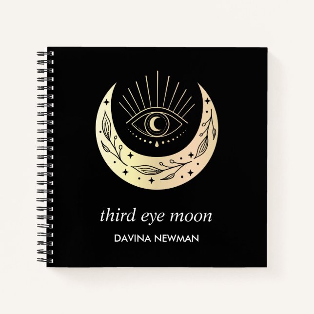 Cuaderno Creciente de luna del tercer ojo Boho Monograma ne (Anverso)