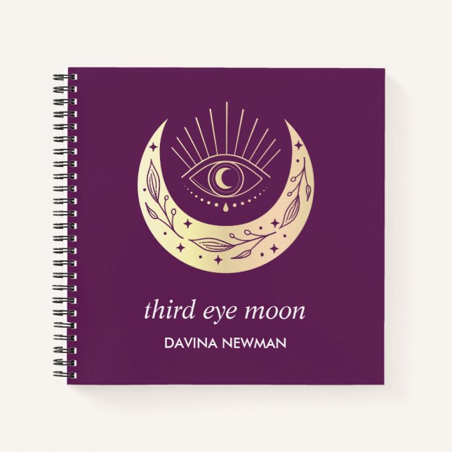 Cuaderno Creciente de luna del tercer ojo Boho Monograma pú (Anverso)