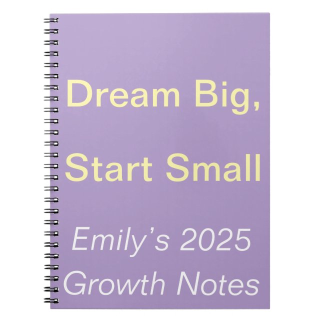 Cuaderno Crecimiento propio Dream Big Personalizado 2025 (Frente)