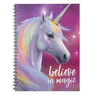 Cuaderno Cree en la Magia Precioso Unicornio de Purpurina A