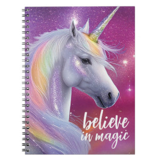 Cuaderno Cree en la Magia Precioso Unicornio de Purpurina A