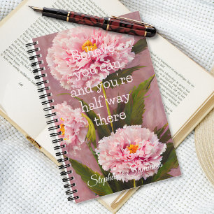 Cuaderno Cree Que Puede Inspiración Floral Clavel Rosa