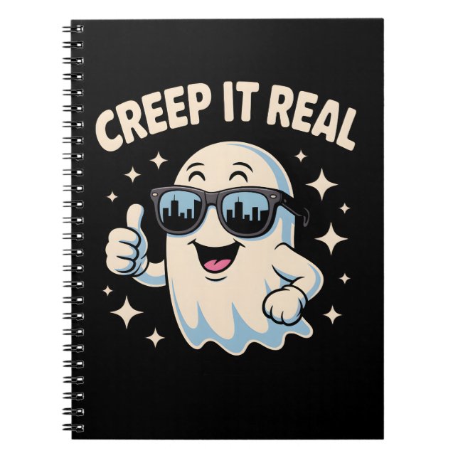 Cuaderno Creep It Real, lindo fantasma de Halloween (Frente)