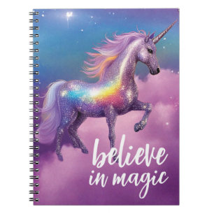 Cuaderno Creer en la fantasía de Unicorn, Purpurina arcoiri