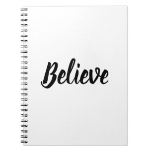 Cuaderno Creer tipografía minimalista blanco y negro
