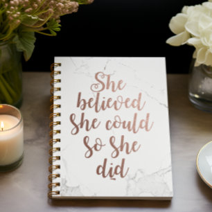 Cuaderno "Creía Que Podía Así Que Lo Hizo" Rosa De Oro