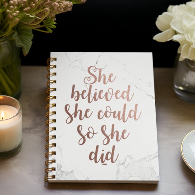 Cuaderno "Creía Que Podía Así Que Lo Hizo" Rosa De Oro (Subido por el creador)