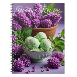 Cuaderno Crema de hielo verde con flores de Lilac y recetas