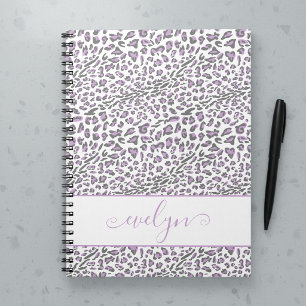 Cuaderno Crema de impresión de animales leopardo Lilac Gris