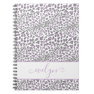 Cuaderno Crema de impresión de animales leopardo Lilac Gris