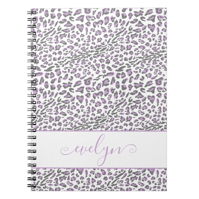 Cuaderno Crema de impresión de animales leopardo Lilac Gris (Frente)