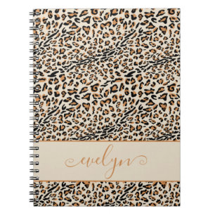 Cuaderno Crema de impresión de animales leopardos negro Ta